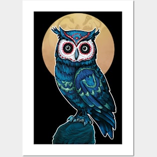 Day of the dead owl - dia de los muertos Posters and Art